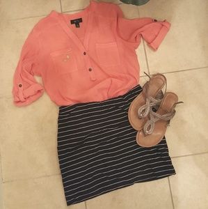 black and white striped skirt